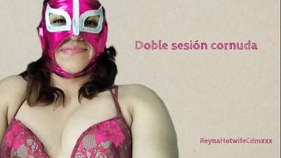 Doble sesión cornuda: Después de coger con su amigo dotado mi esposa Reyna se la chupa y es penetrada por mi amigo