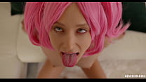 Cute teen girl rides wildly huge dildo and squirts everywhere
